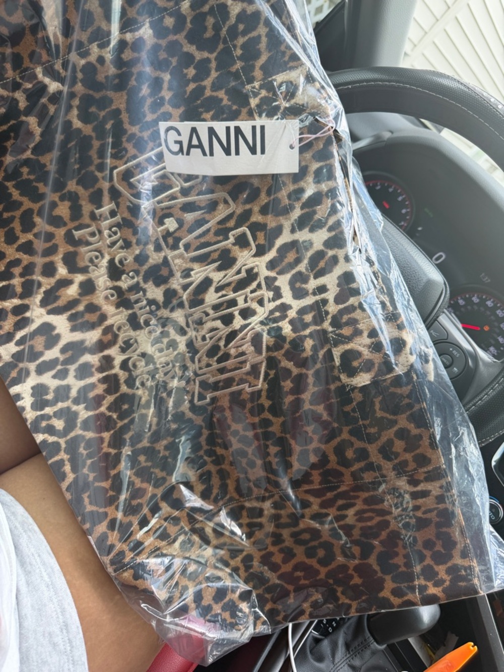 Ganni Leopard-Print Tote in Brown and Black